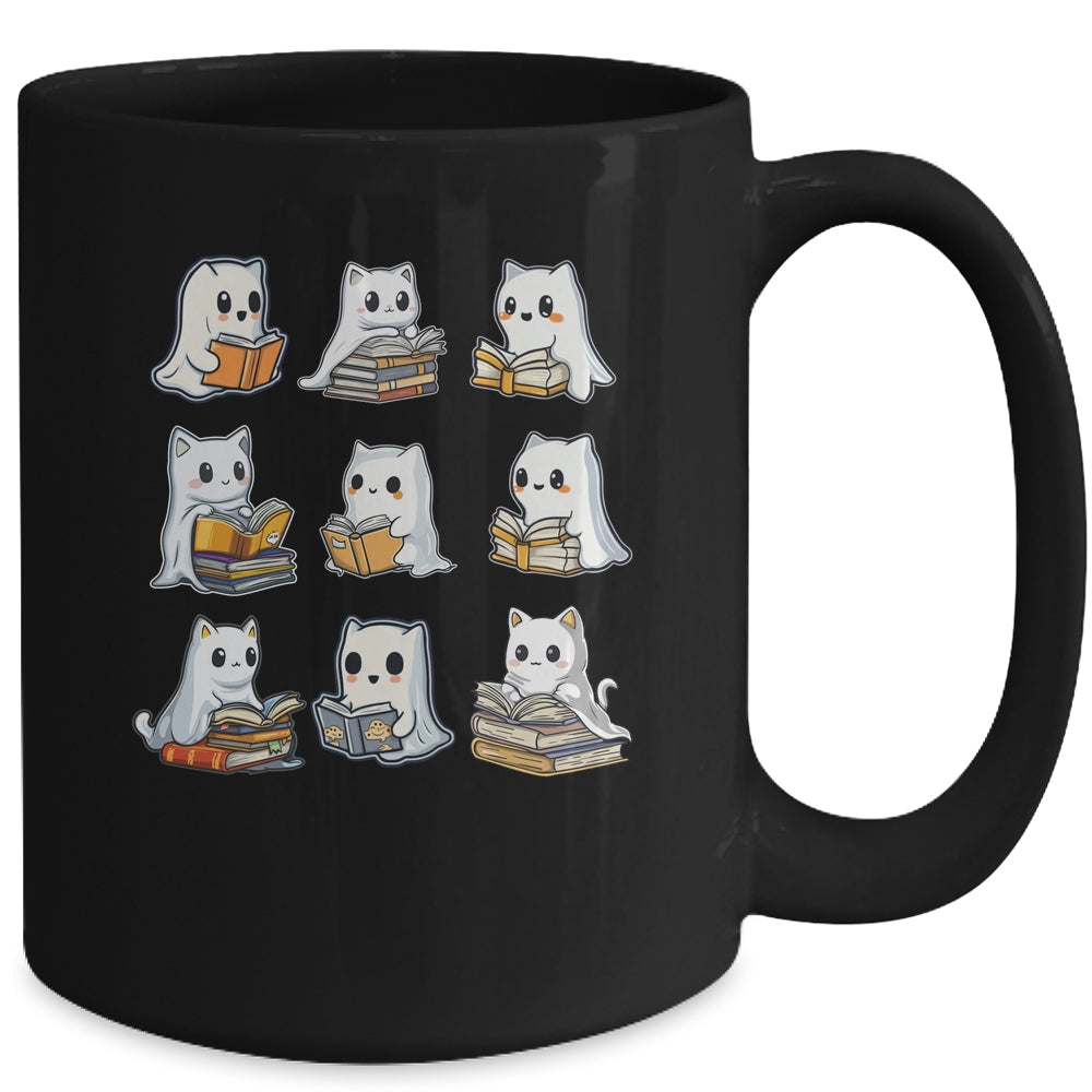 Funny Cats Reading Halloween Cute Cats Ghosts Reading Books Mug | siriusteestore