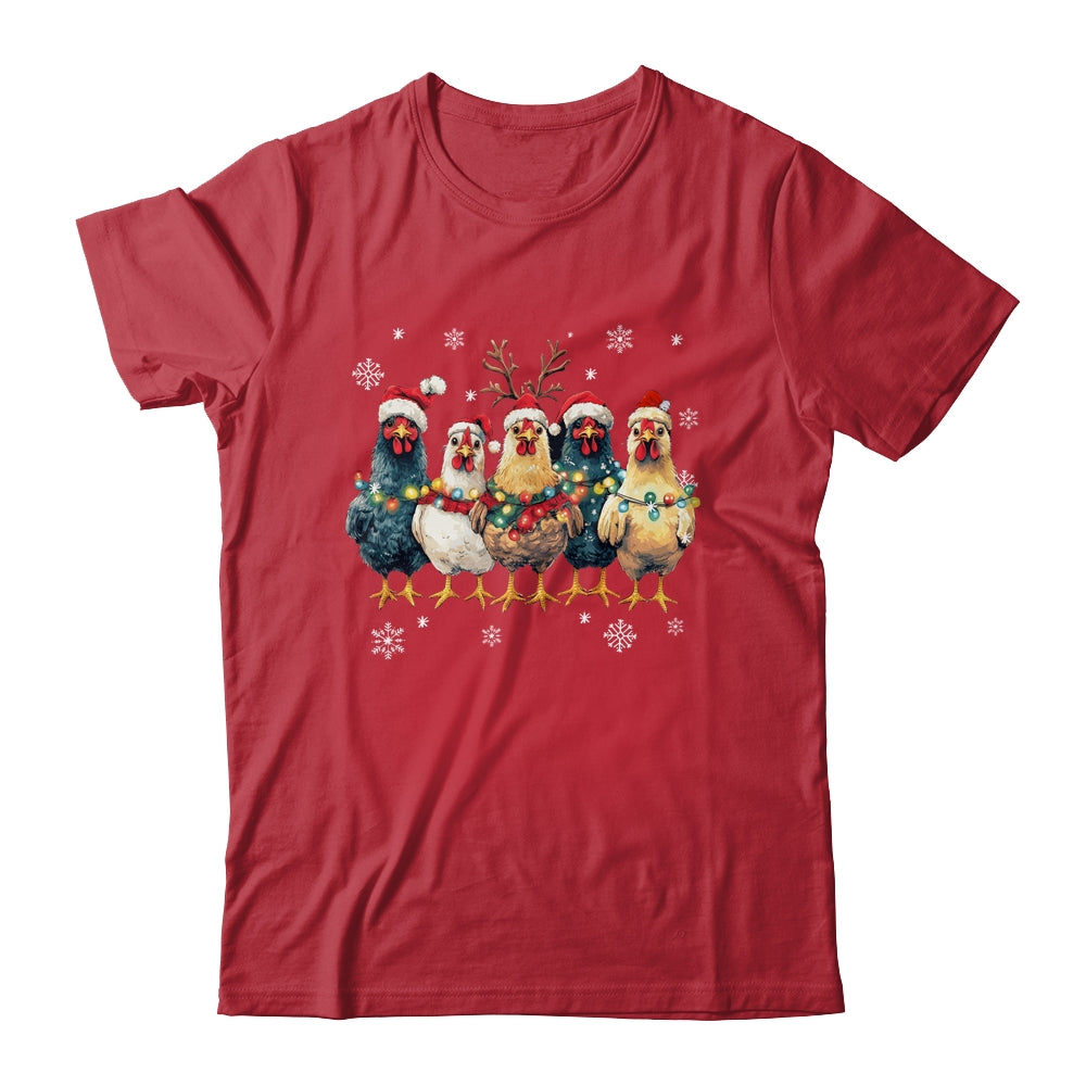 Funny Chicken Christmas Lights Farm Animal Cute Xmas Holiday Shirt & Sweatshirt | siriusteestore