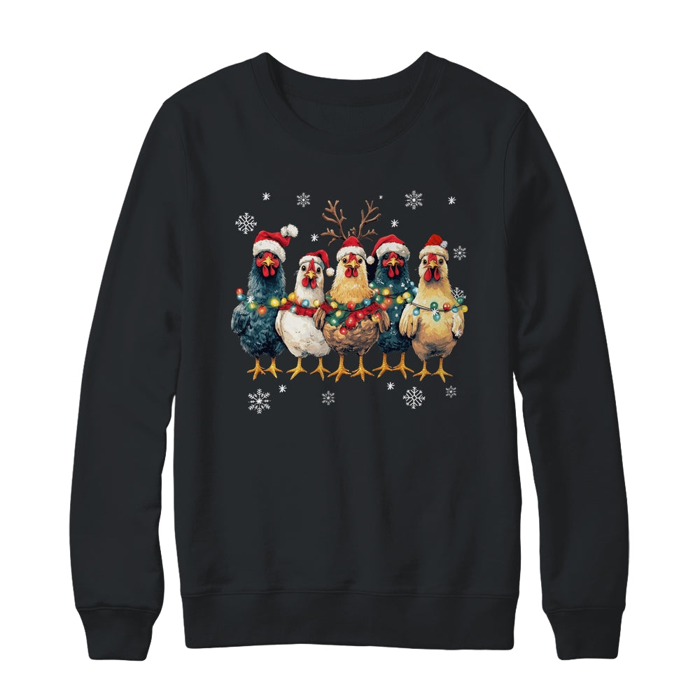 Funny Chicken Christmas Lights Farm Animal Cute Xmas Holiday Shirt & Sweatshirt | siriusteestore