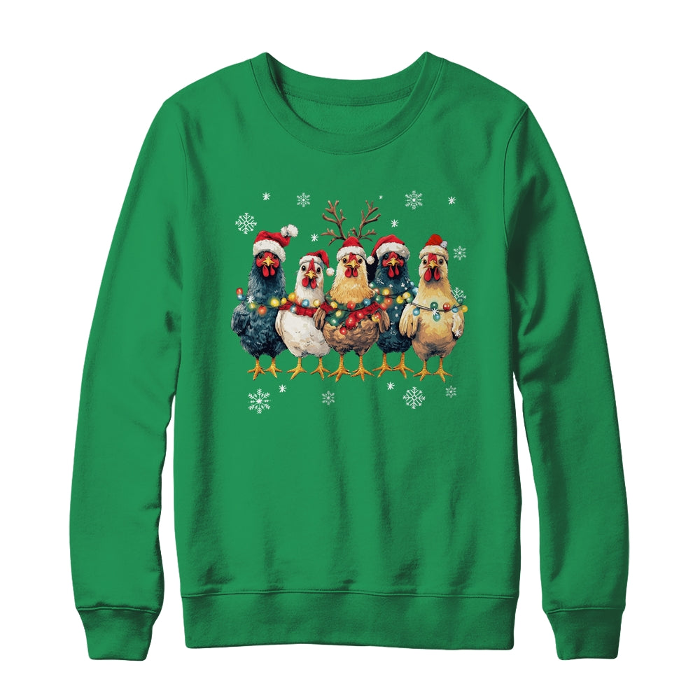 Funny Chicken Christmas Lights Farm Animal Cute Xmas Holiday Shirt & Sweatshirt | siriusteestore