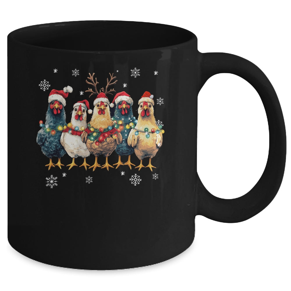 Funny Chicken Christmas Lights Farm Animal Cute Xmas Holiday Mug | siriusteestore
