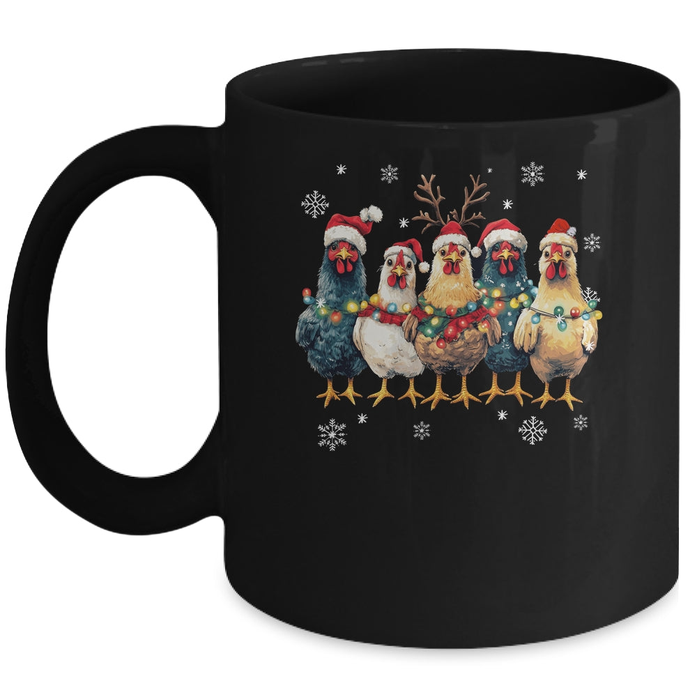 Funny Chicken Christmas Lights Farm Animal Cute Xmas Holiday Mug | siriusteestore