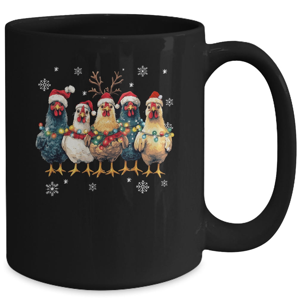 Funny Chicken Christmas Lights Farm Animal Cute Xmas Holiday Mug | siriusteestore