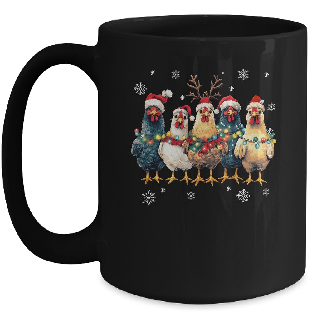 Funny Chicken Christmas Lights Farm Animal Cute Xmas Holiday Mug | siriusteestore