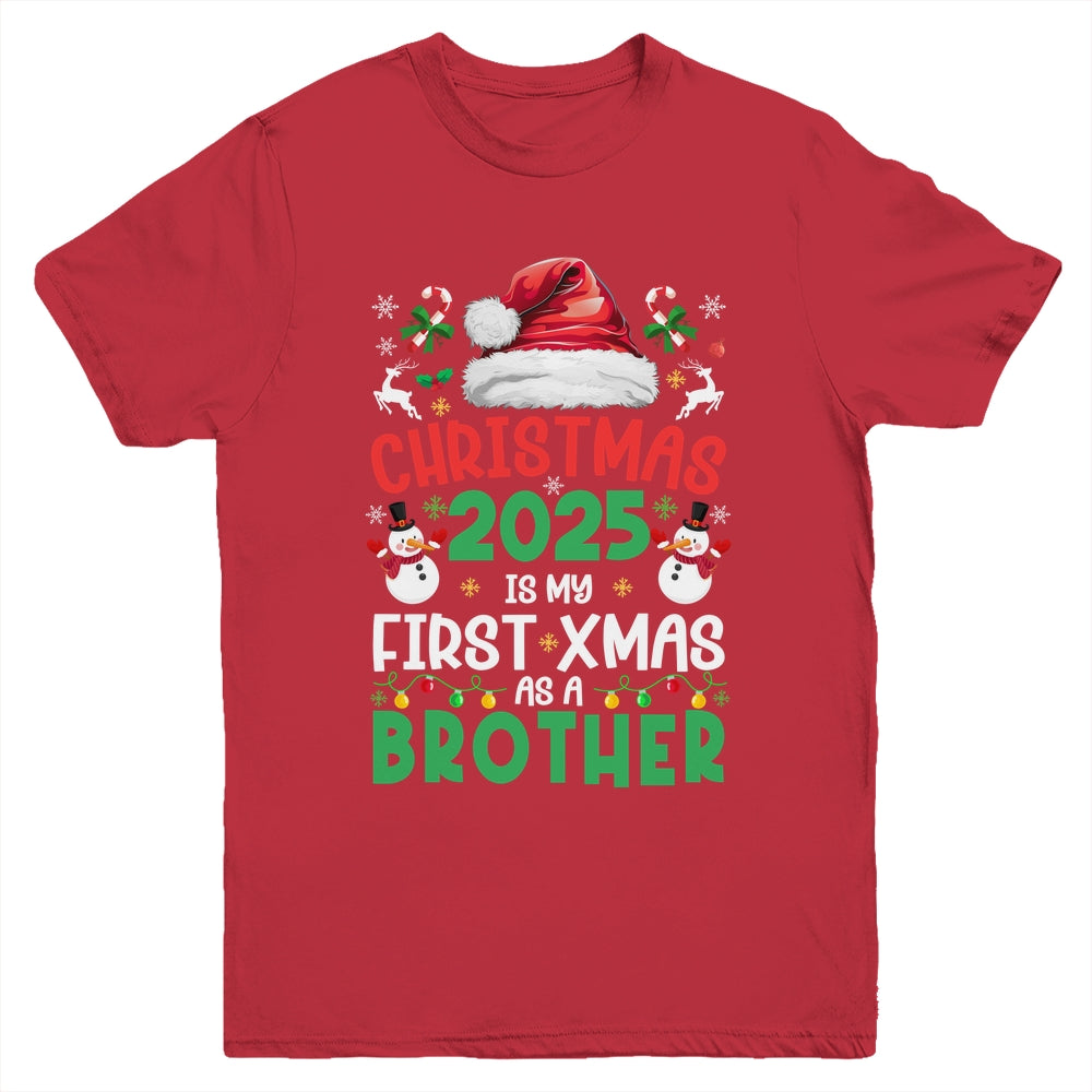 Funny Christmas 2025 Is My First Xmas As A Brother Family Youth Shirt | siriusteestore