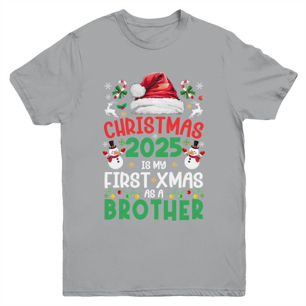 Funny Christmas 2025 Is My First Xmas As A Brother Family Youth Shirt | siriusteestore