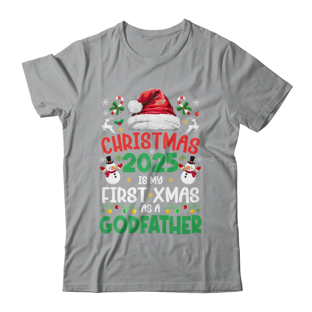 Funny Christmas 2025 Is My First Xmas As A Godfather Family Shirt & Sweatshirt | siriusteestore