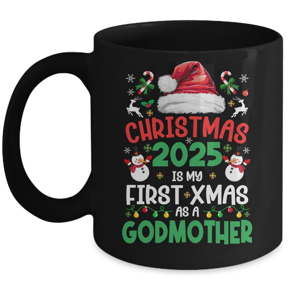 Funny Christmas 2025 Is My First Xmas As A Godmother Family Mug | siriusteestore