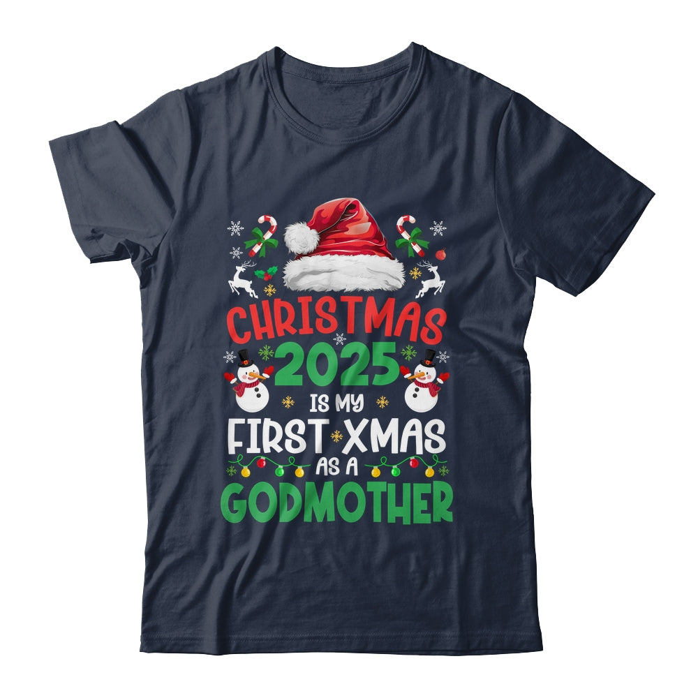 Funny Christmas 2025 Is My First Xmas As A Godmother Family Shirt & Sweatshirt | siriusteestore