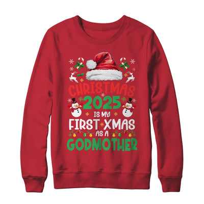 Funny Christmas 2025 Is My First Xmas As A Godmother Family Shirt & Sweatshirt | siriusteestore