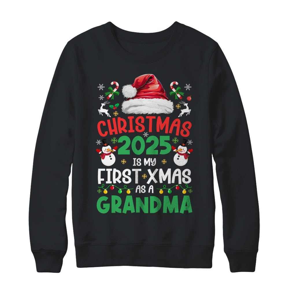 Funny Christmas 2025 Is My First Xmas As A Grandma Family Shirt & Sweatshirt | siriusteestore