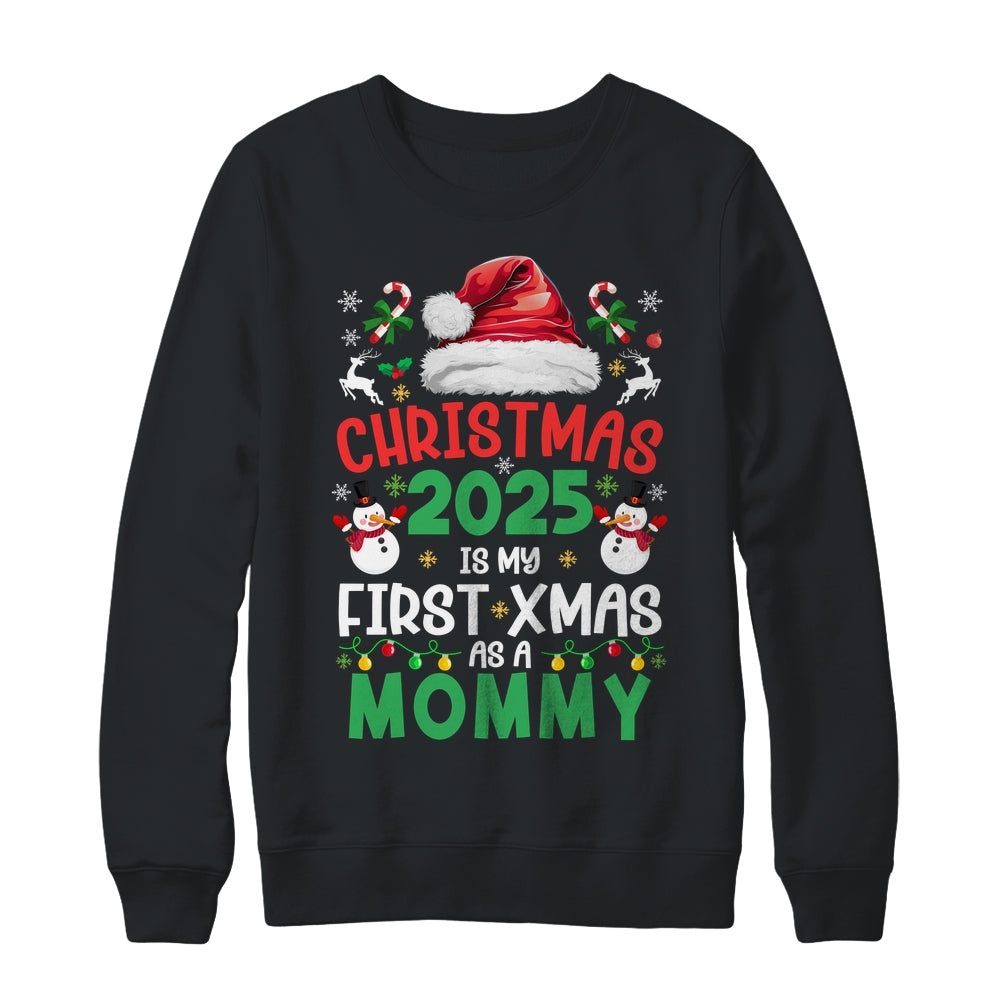 Funny Christmas 2025 Is My First Xmas As A Mommy Family Shirt & Sweatshirt | siriusteestore
