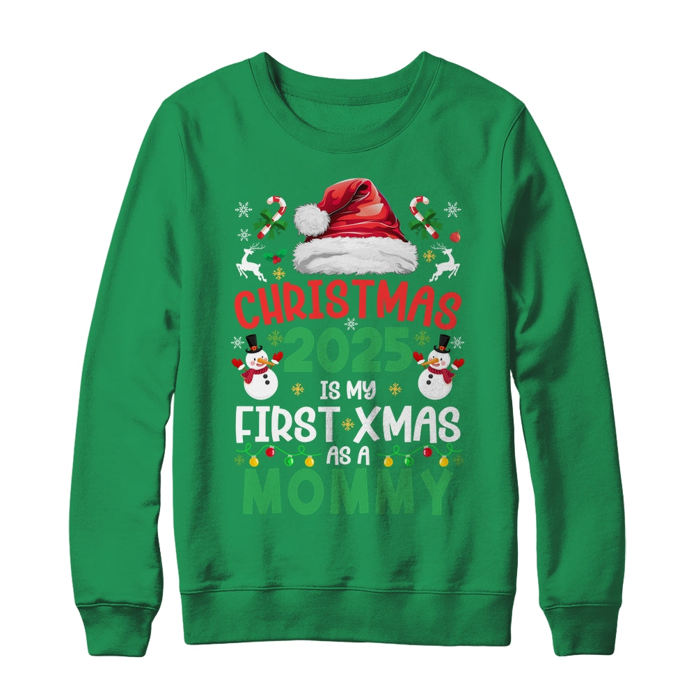 Funny Christmas 2025 Is My First Xmas As A Mommy Family Shirt & Sweatshirt | siriusteestore