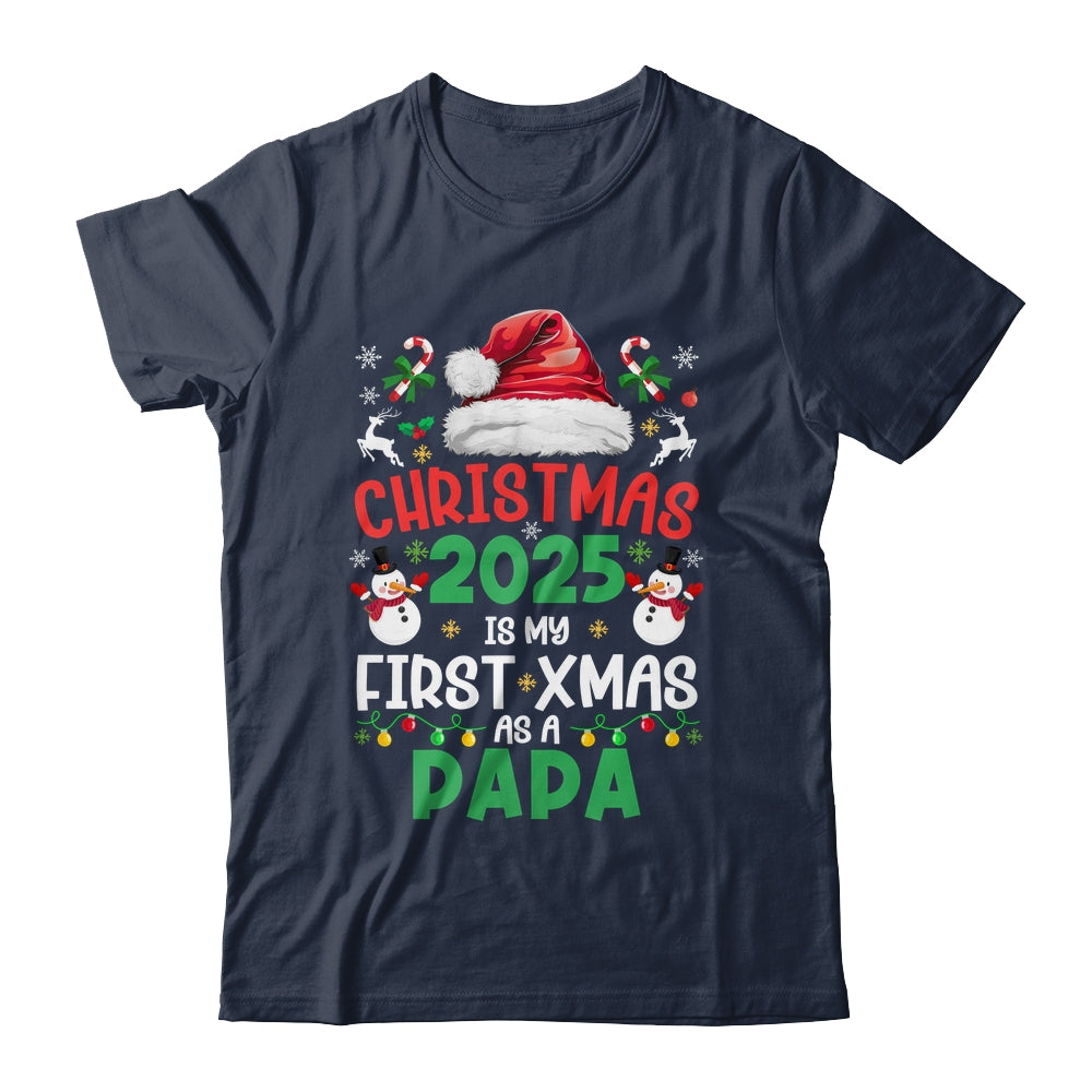 Funny Christmas 2025 Is My First Xmas As A Papa Family Shirt & Sweatshirt | siriusteestore