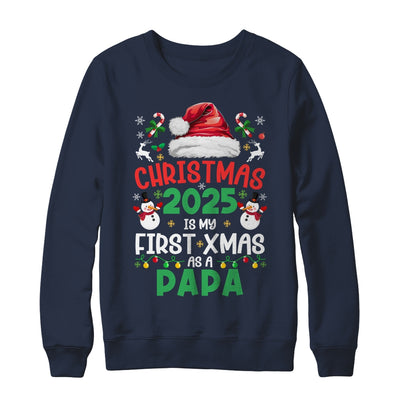 Funny Christmas 2025 Is My First Xmas As A Papa Family Shirt & Sweatshirt | siriusteestore