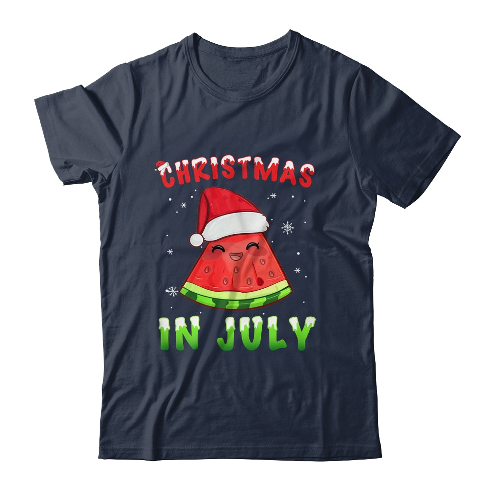Funny Christmas In July Shirt Summer Watermelon Santa Hat Shirt & Tank Top | siriusteestore