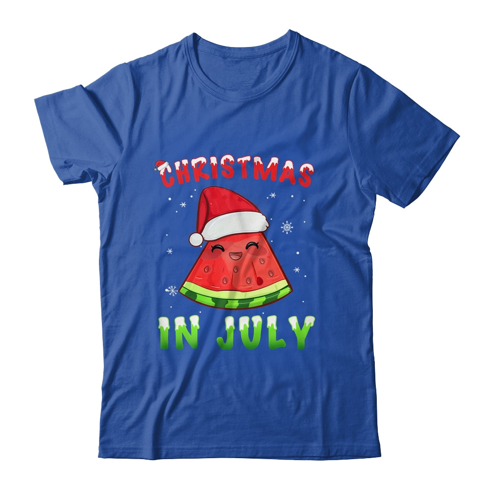 Funny Christmas In July Shirt Summer Watermelon Santa Hat Shirt & Tank Top | siriusteestore