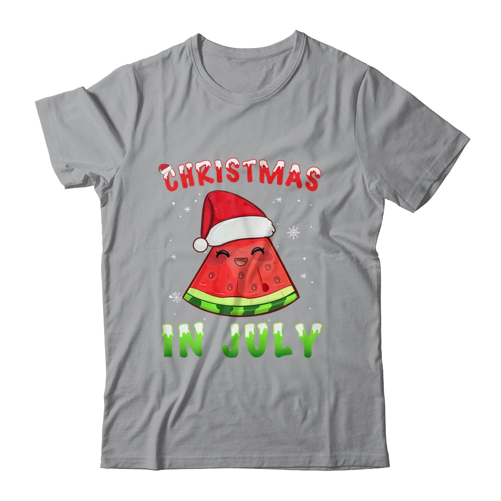 Funny Christmas In July Shirt Summer Watermelon Santa Hat Shirt & Tank Top | siriusteestore