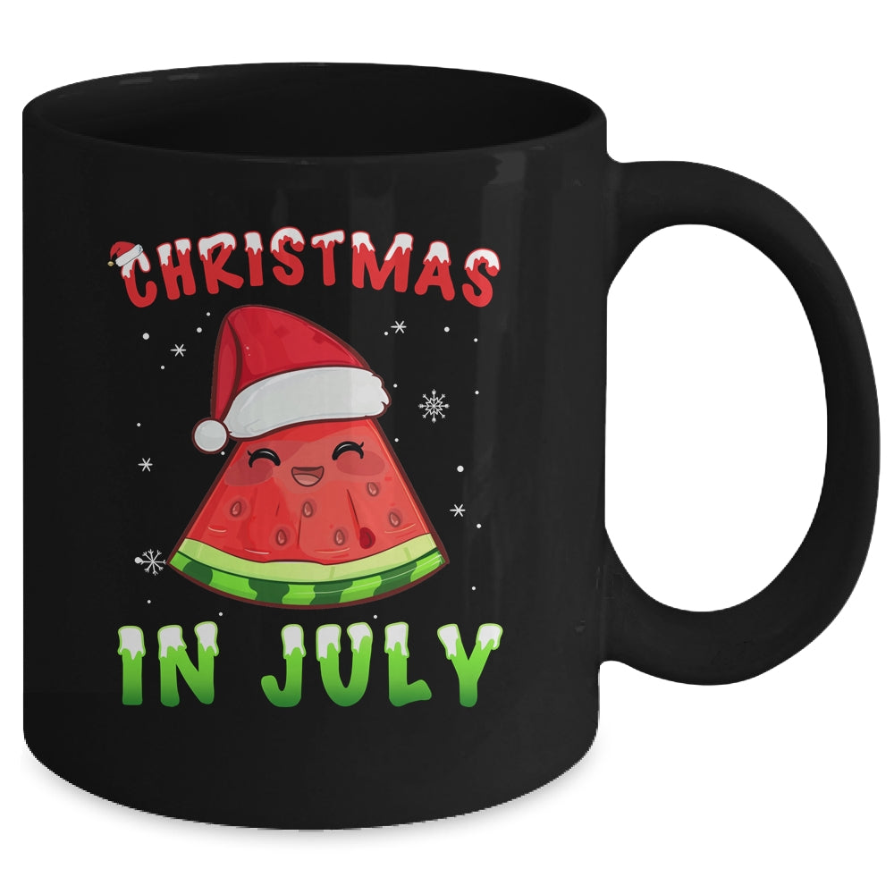 Funny Christmas In July Shirt Summer Watermelon Santa Hat Mug | siriusteestore
