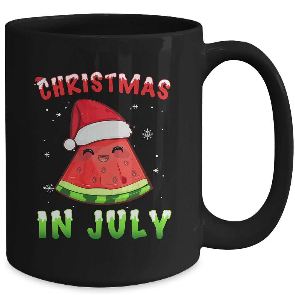 Funny Christmas In July Shirt Summer Watermelon Santa Hat Mug | siriusteestore