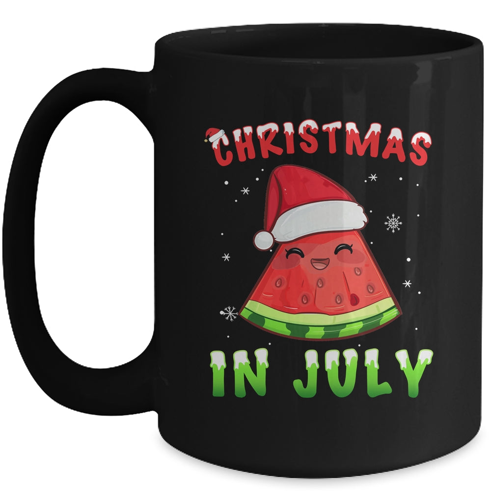 Funny Christmas In July Shirt Summer Watermelon Santa Hat Mug | siriusteestore
