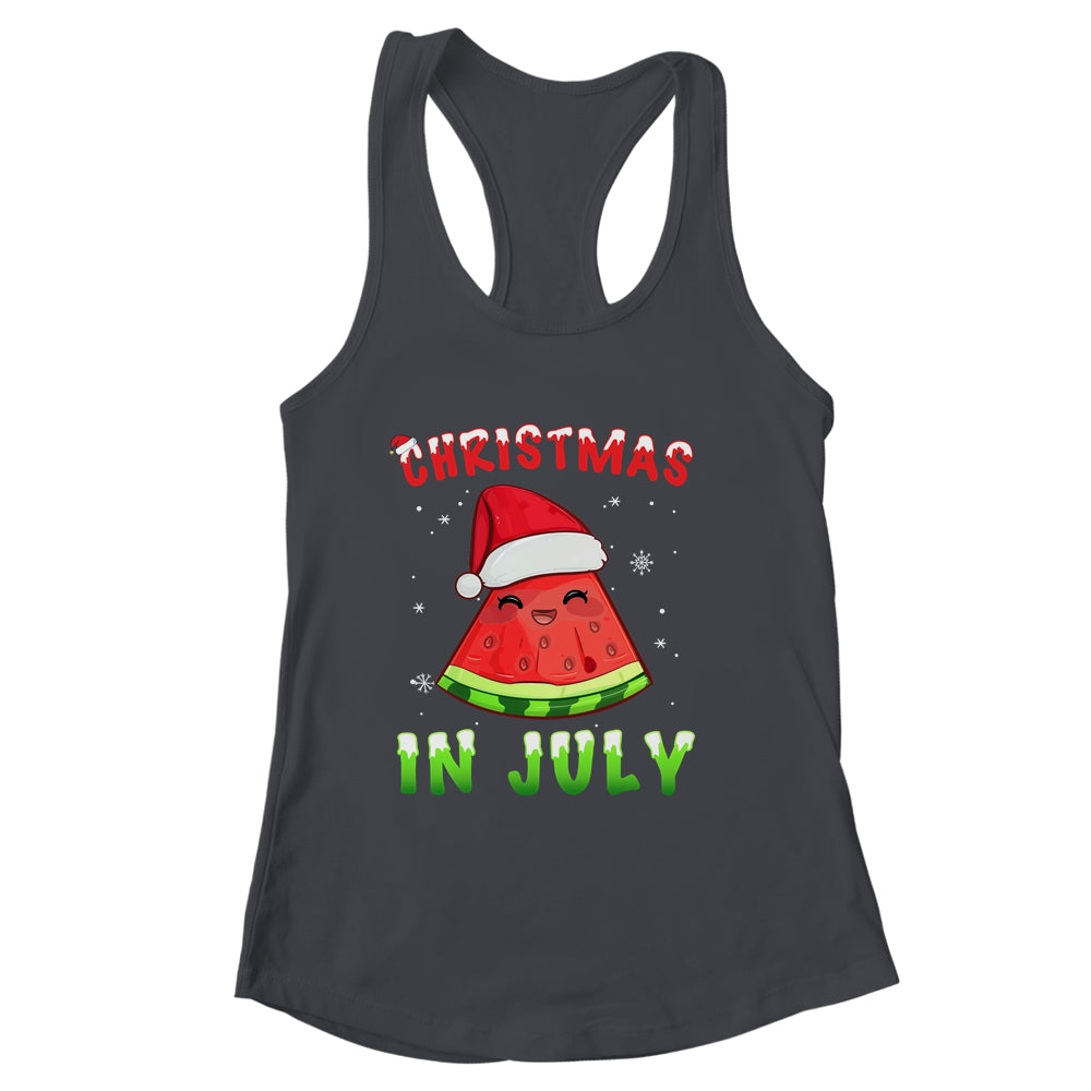 Funny Christmas In July Shirt Summer Watermelon Santa Hat Shirt & Tank Top | siriusteestore