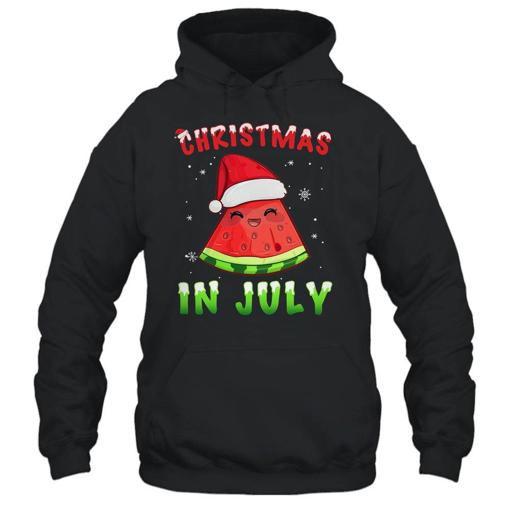 Funny Christmas In July Shirt Summer Watermelon Santa Hat Shirt & Tank Top | siriusteestore