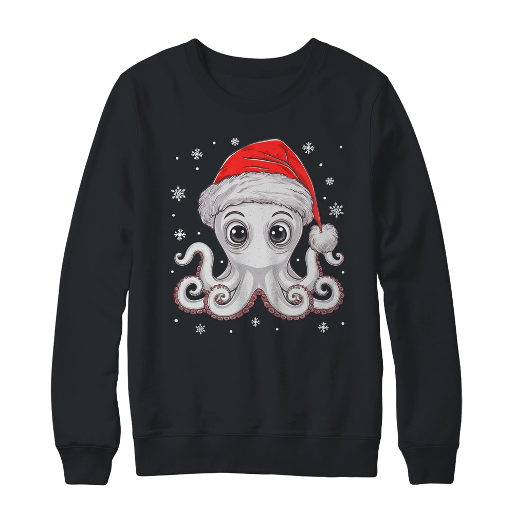 Funny Christmas Octopus Santa Hat Octopus Lovers Men Women Shirt & Sweatshirt | siriusteestore