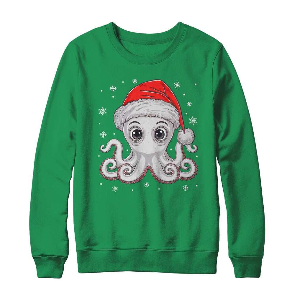 Funny Christmas Octopus Santa Hat Octopus Lovers Men Women Shirt & Sweatshirt | siriusteestore