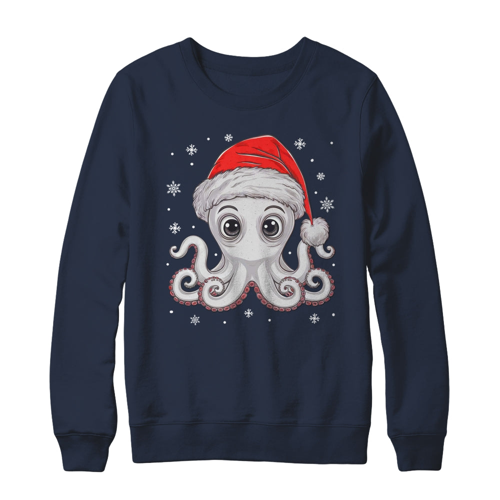 Funny Christmas Octopus Santa Hat Octopus Lovers Men Women Shirt & Sweatshirt | siriusteestore