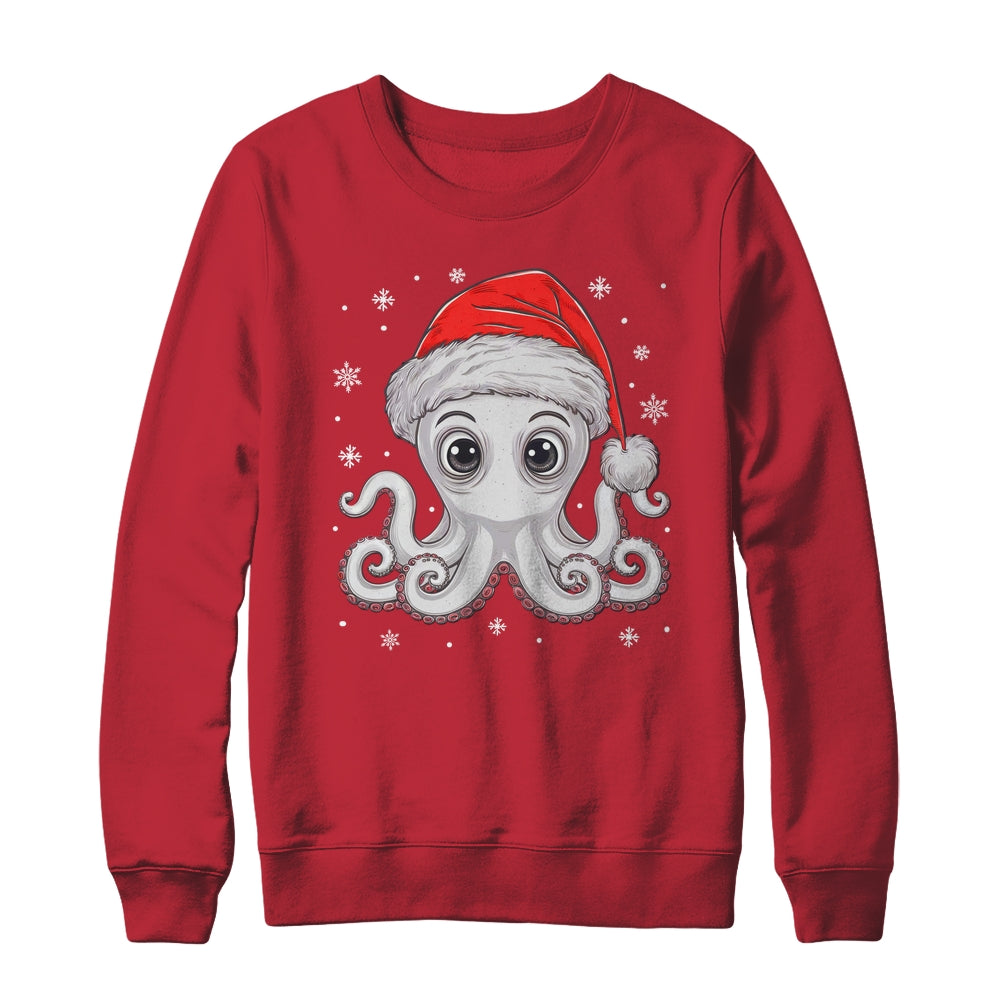 Funny Christmas Octopus Santa Hat Octopus Lovers Men Women Shirt & Sweatshirt | siriusteestore