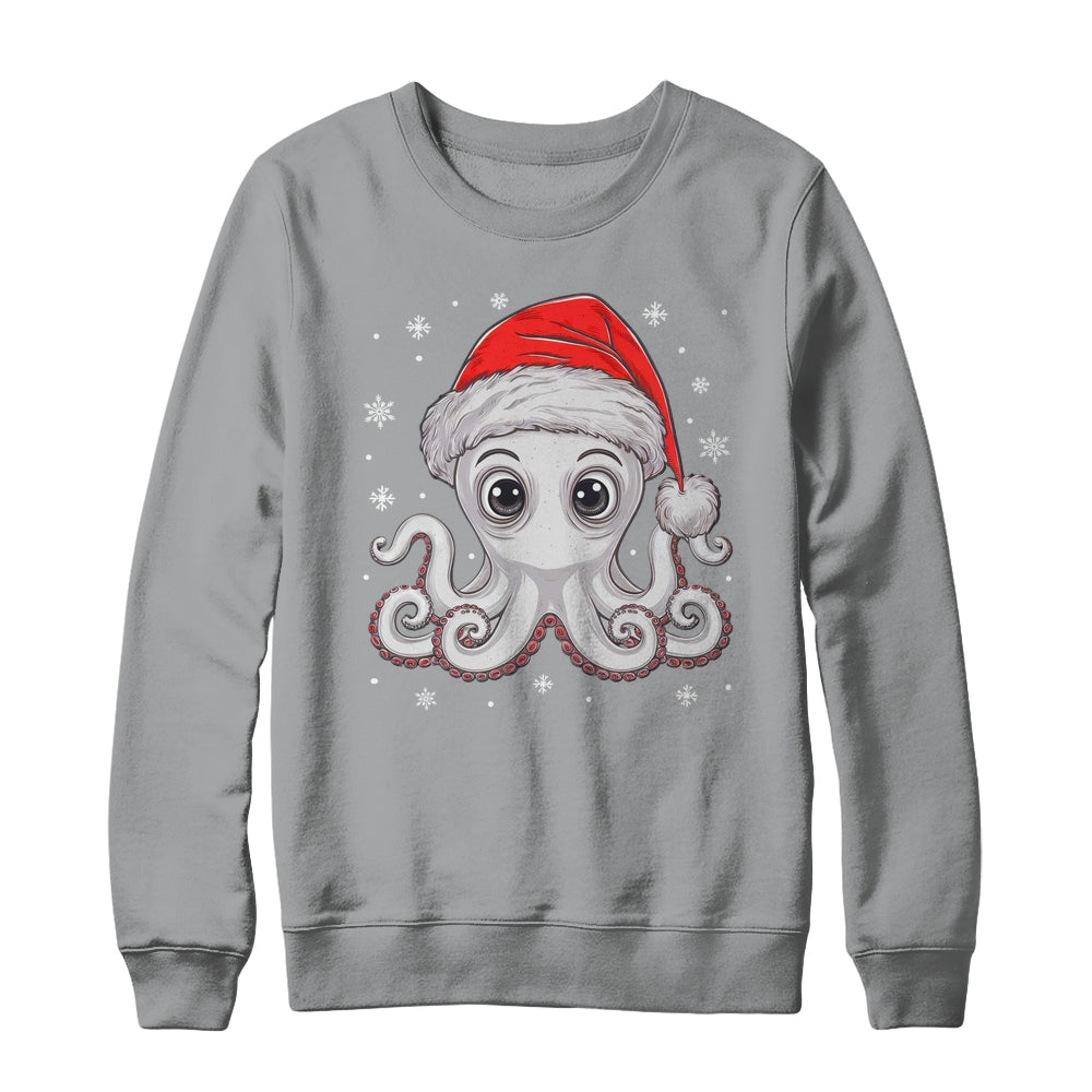 Funny Christmas Octopus Santa Hat Octopus Lovers Men Women Shirt & Sweatshirt | siriusteestore