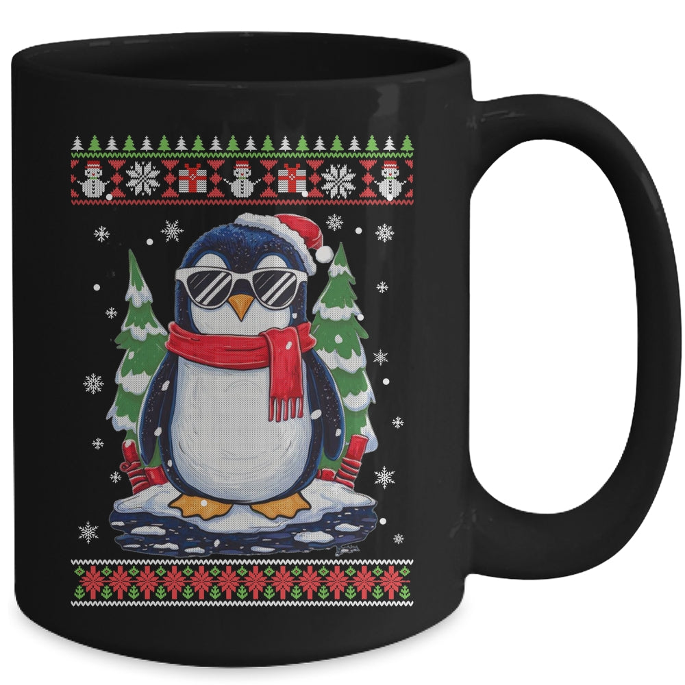 Funny Christmas Penguin With Sunglasses Ugly Christmas Mug | siriusteestore