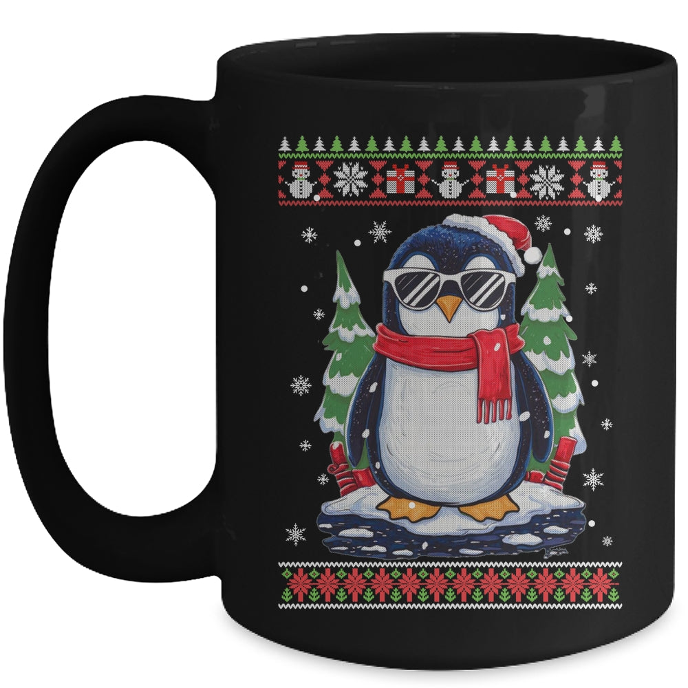 Funny Christmas Penguin With Sunglasses Ugly Christmas Mug | siriusteestore