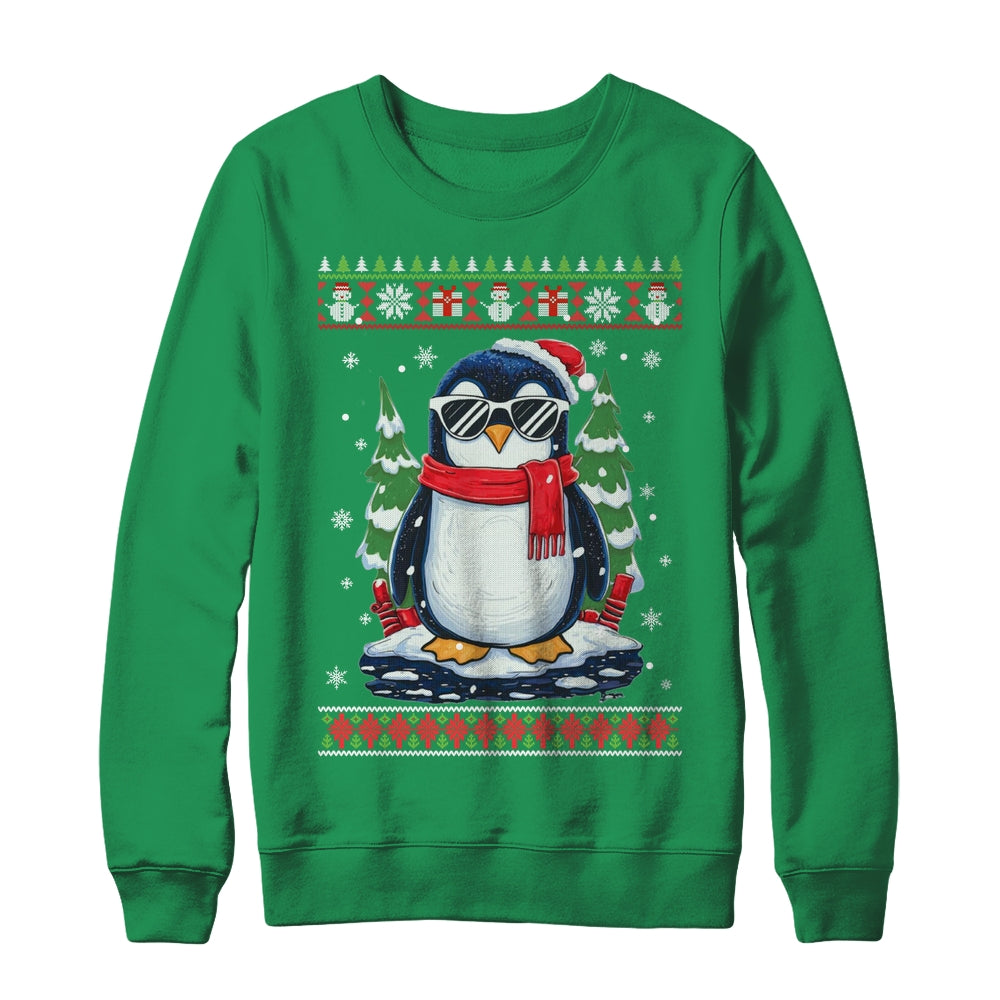 Funny Christmas Penguin With Sunglasses Ugly Christmas Shirt & Sweatshirt | siriusteestore