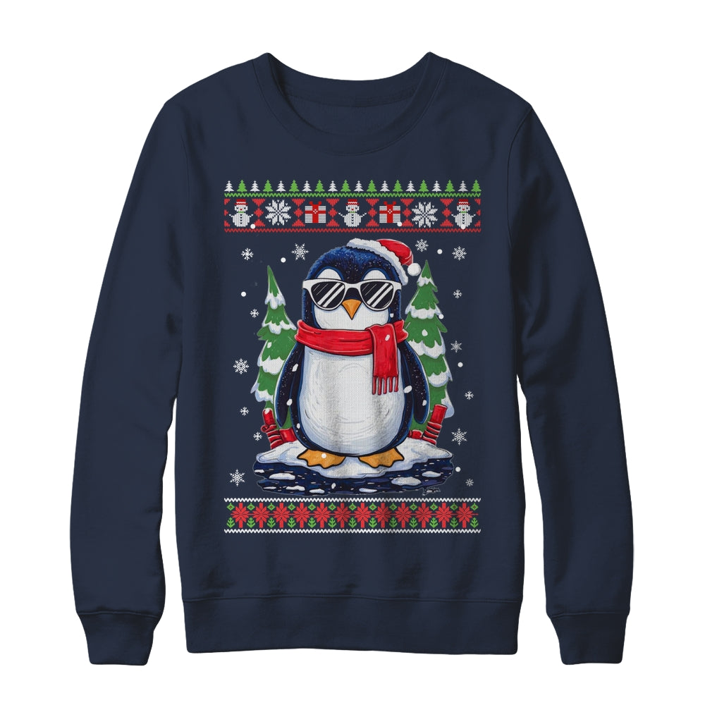 Funny Christmas Penguin With Sunglasses Ugly Christmas Shirt & Sweatshirt | siriusteestore