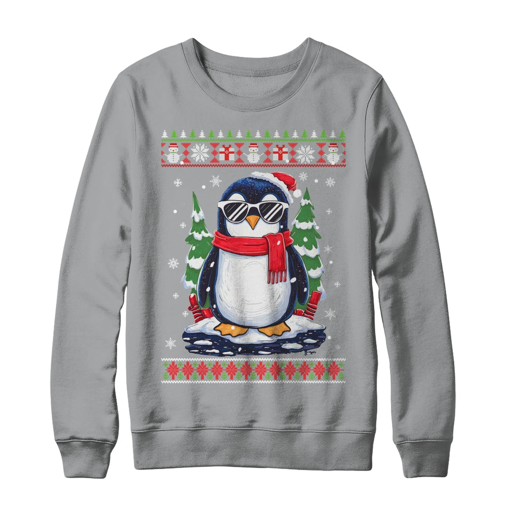 Funny Christmas Penguin With Sunglasses Ugly Christmas Shirt & Sweatshirt | siriusteestore