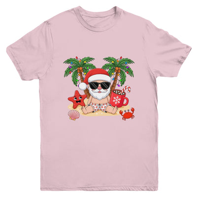 Funny Christmas Santa Hawaiian Beach Xmas Palm Tree Tropical Youth Shirt | siriusteestore