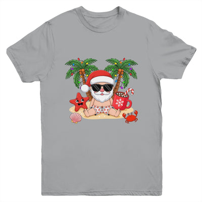 Funny Christmas Santa Hawaiian Beach Xmas Palm Tree Tropical Youth Shirt | siriusteestore