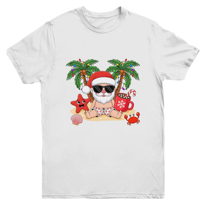Funny Christmas Santa Hawaiian Beach Xmas Palm Tree Tropical Youth Shirt | siriusteestore