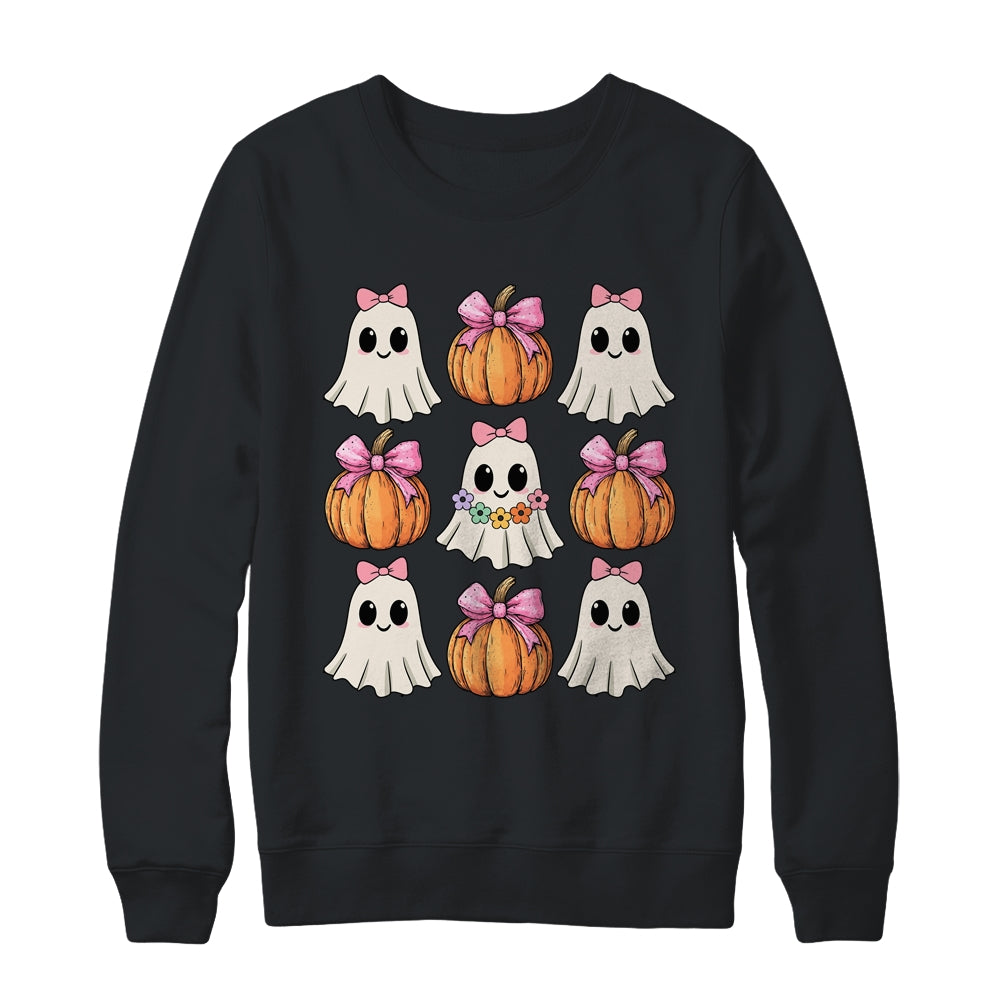 Funny Coquette Bow Pumpkin Halloween Ghost Spooky Season Shirt & Sweatshirt | siriusteestore