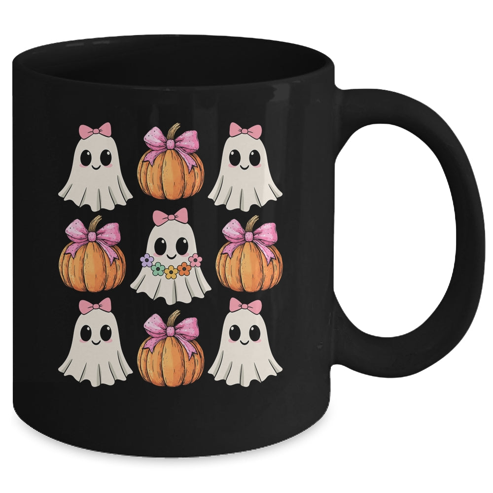 Funny Coquette Bow Pumpkin Halloween Ghost Spooky Season Mug | siriusteestore