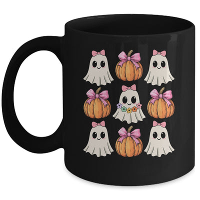 Funny Coquette Bow Pumpkin Halloween Ghost Spooky Season Mug | siriusteestore