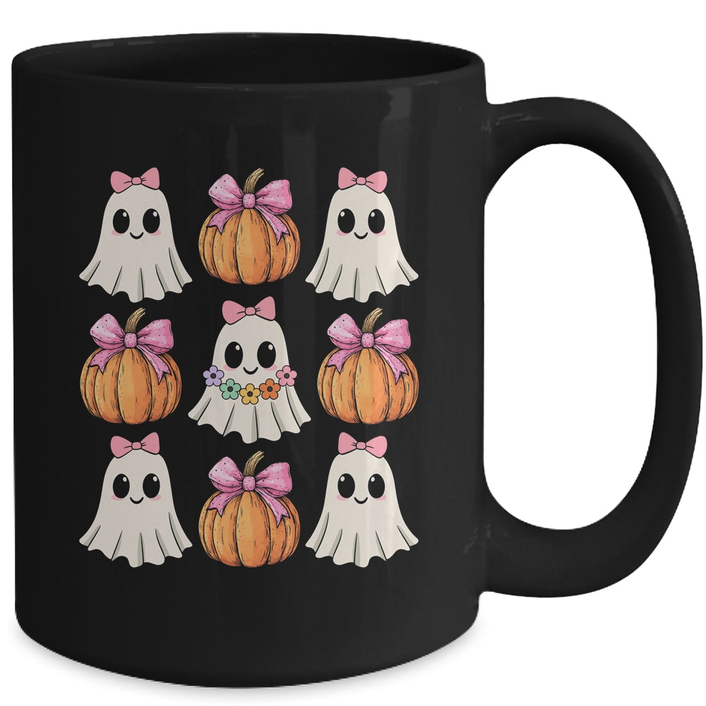 Funny Coquette Bow Pumpkin Halloween Ghost Spooky Season Mug | siriusteestore
