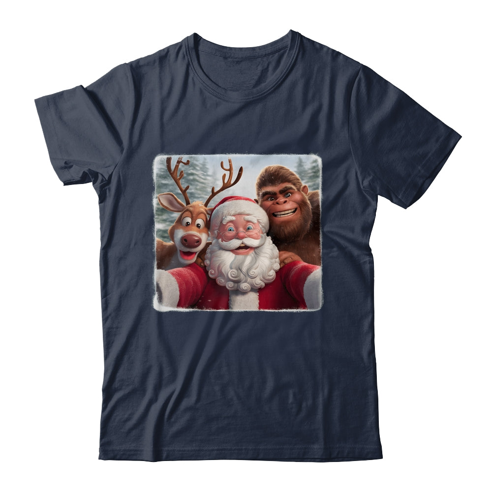 Funny Cute Reindeer Bigfoot Santa Selfie Christmas Xmas Shirt & Sweatshirt | siriusteestore