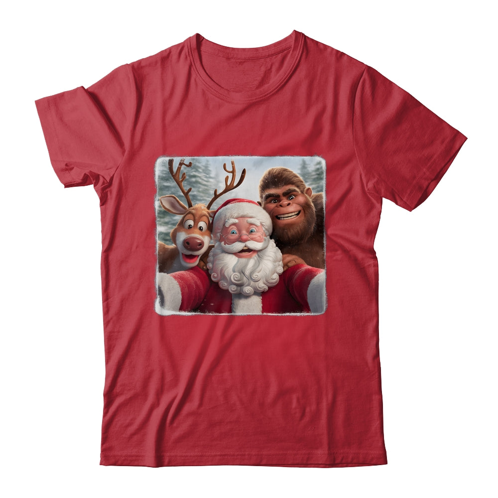 Funny Cute Reindeer Bigfoot Santa Selfie Christmas Xmas Shirt & Sweatshirt | siriusteestore