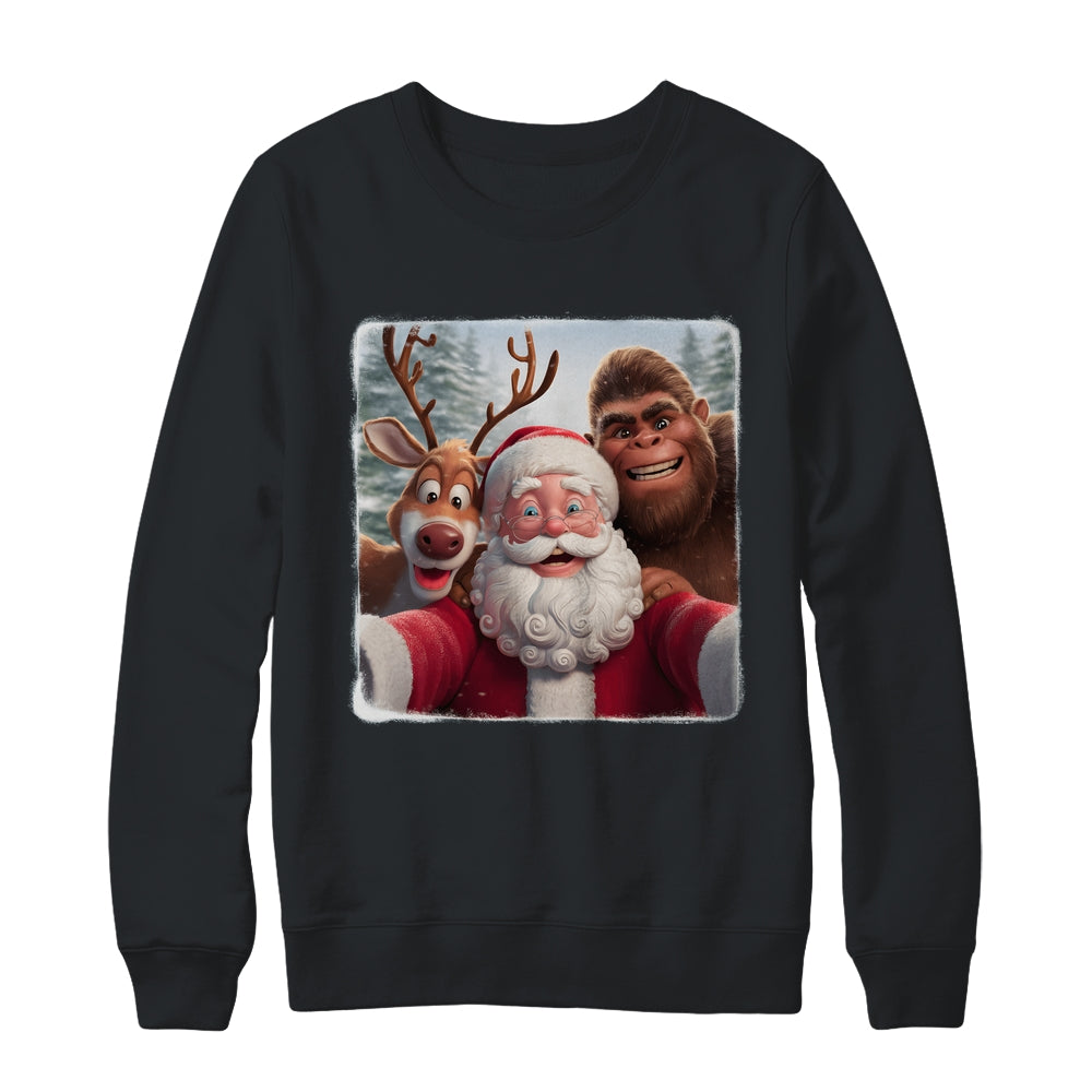 Funny Cute Reindeer Bigfoot Santa Selfie Christmas Xmas Shirt & Sweatshirt | siriusteestore