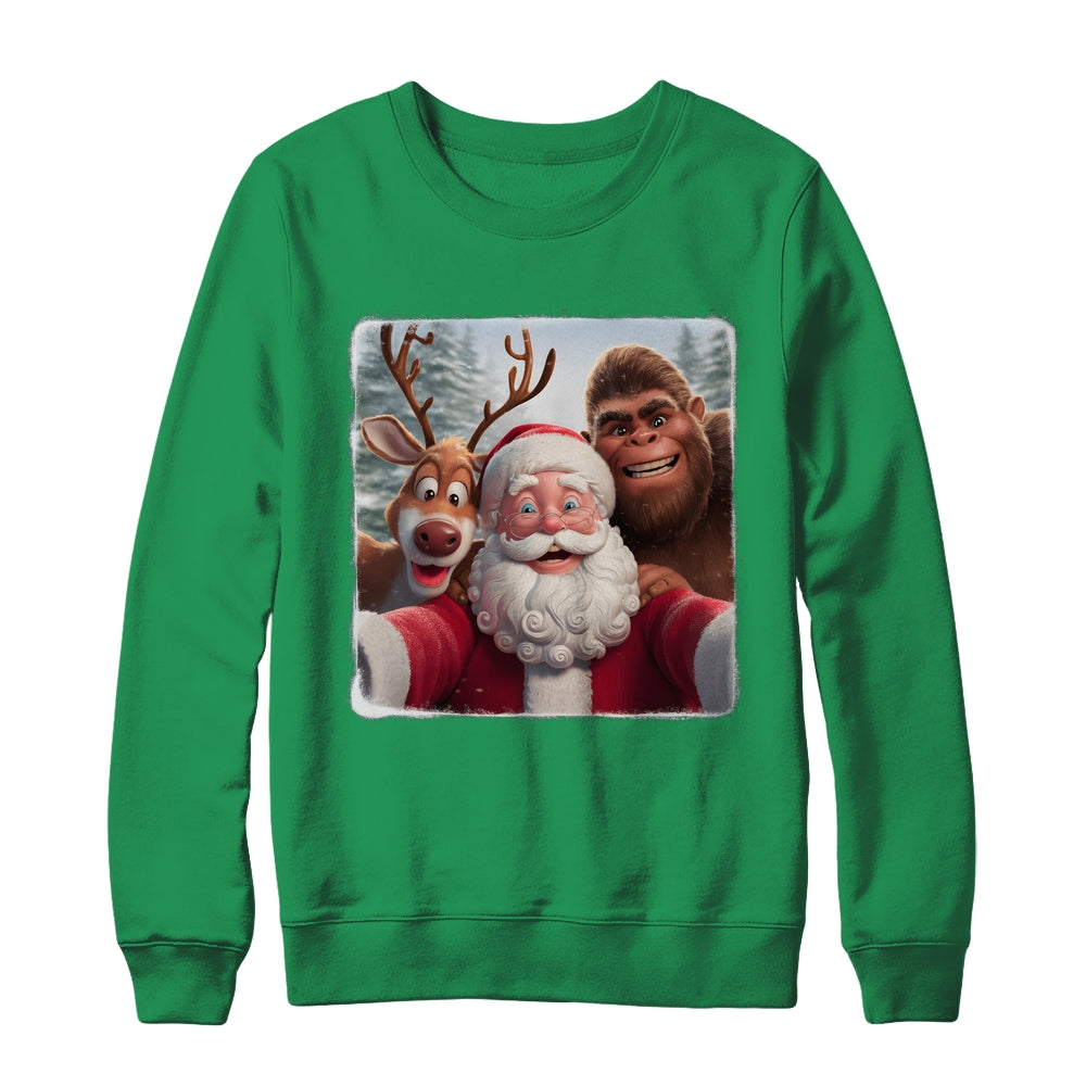Funny Cute Reindeer Bigfoot Santa Selfie Christmas Xmas Shirt & Sweatshirt | siriusteestore