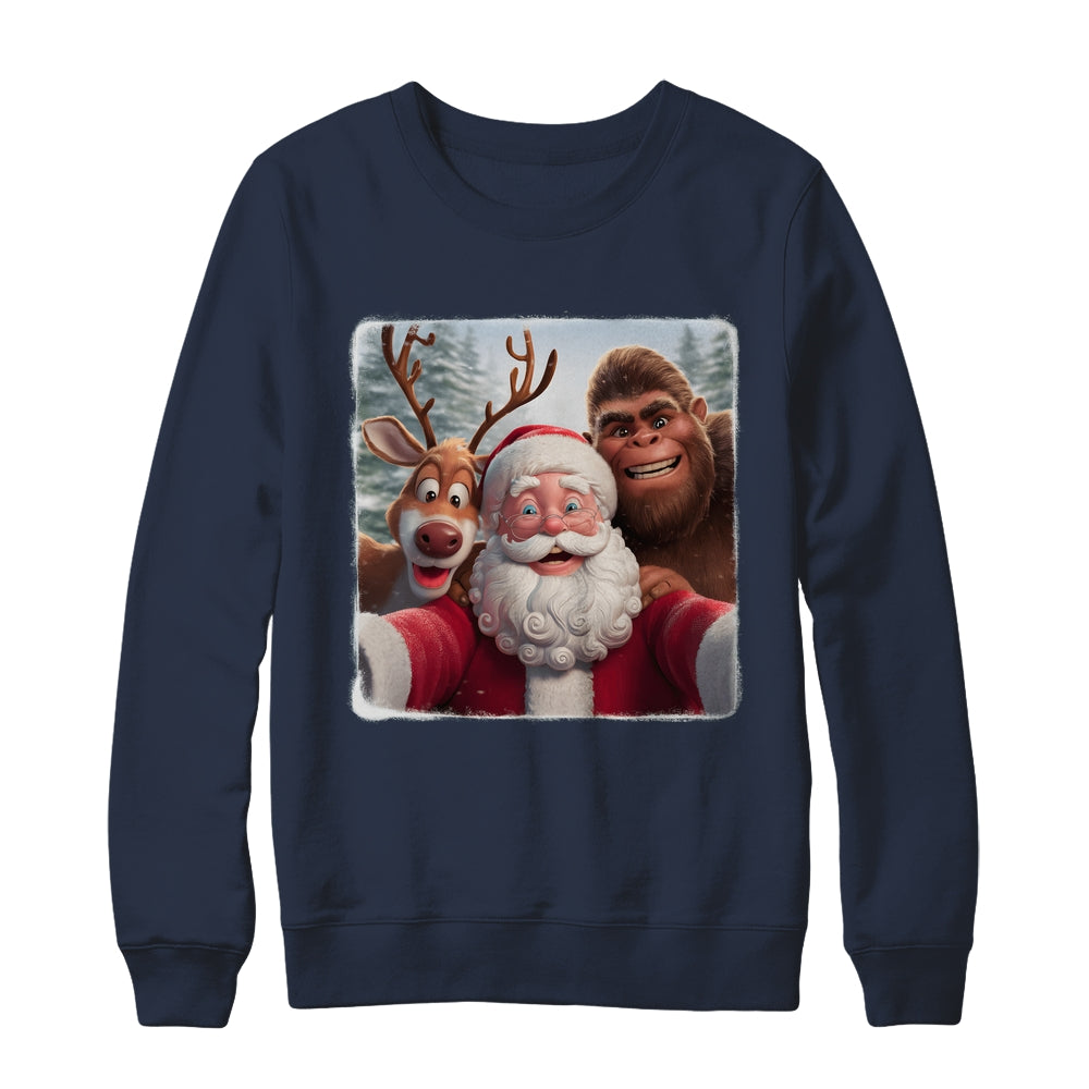 Funny Cute Reindeer Bigfoot Santa Selfie Christmas Xmas Shirt & Sweatshirt | siriusteestore