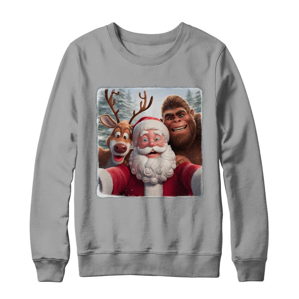 Funny Cute Reindeer Bigfoot Santa Selfie Christmas Xmas Shirt & Sweatshirt | siriusteestore